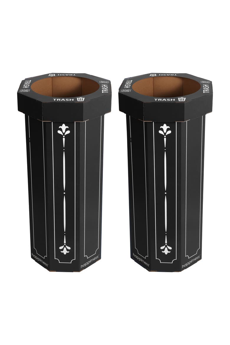 Fleur Traditional Classic Disposable Corrugated Cardboard Event Trash Can and Recycling Bin, Main, color, Bridal Black
