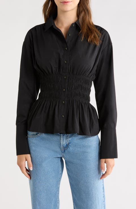 As You Are Shirred Button-Up Shirt