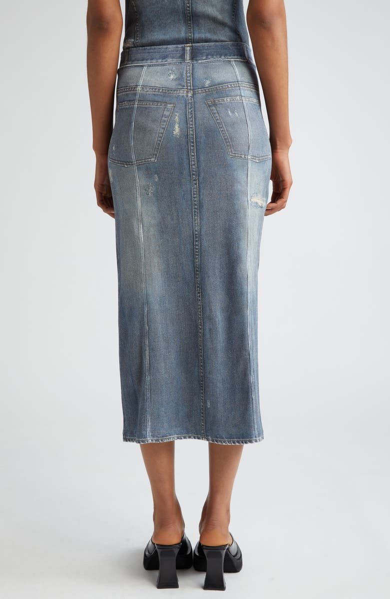 Acne Studios Etty Denim Trompe l'Oeil Cotton Midi Skirt, Alternate, color,