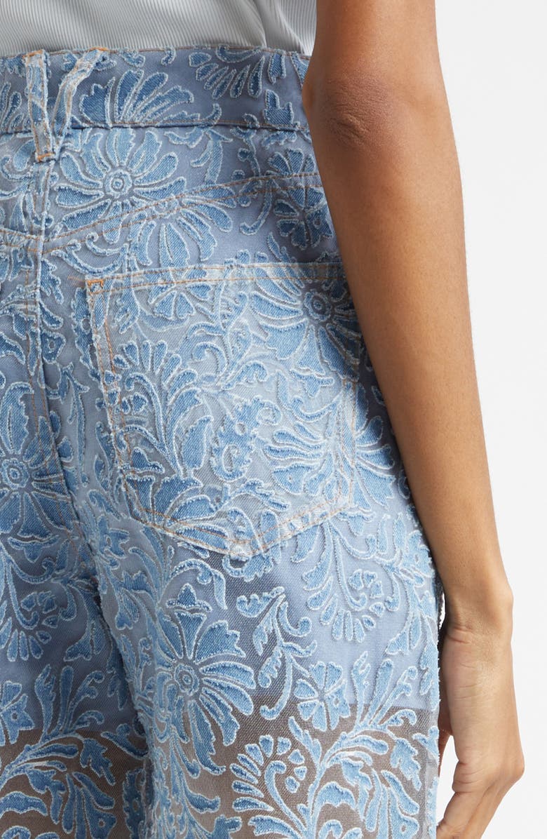 Veronica Beard Taylor Burnout Floral Wide Leg Jeans, Alternate, color, Lakeshore