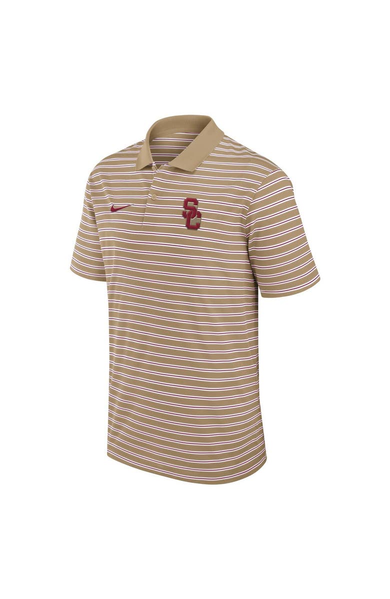 Nike Men's Nike Tan USC Trojans Athletic Prep Striped Performance Polo, Alternate, color, Tan