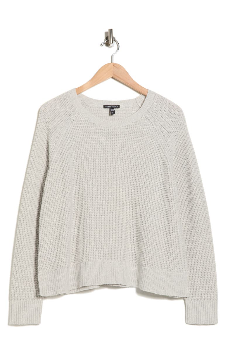 Eileen Fisher Crewneck Organic Cotton & Recycled Cashmere Sweater, Alternate, color, Sea Salt