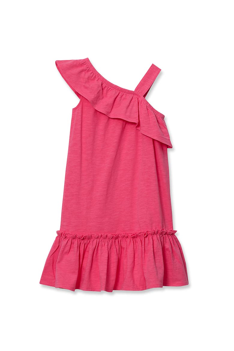 Girls Ruffle Asymmetrical Dress, Main, color, Pink Lemonade