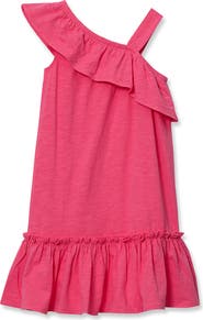 Lands' End Girls Ruffle Asymmetrical Dress