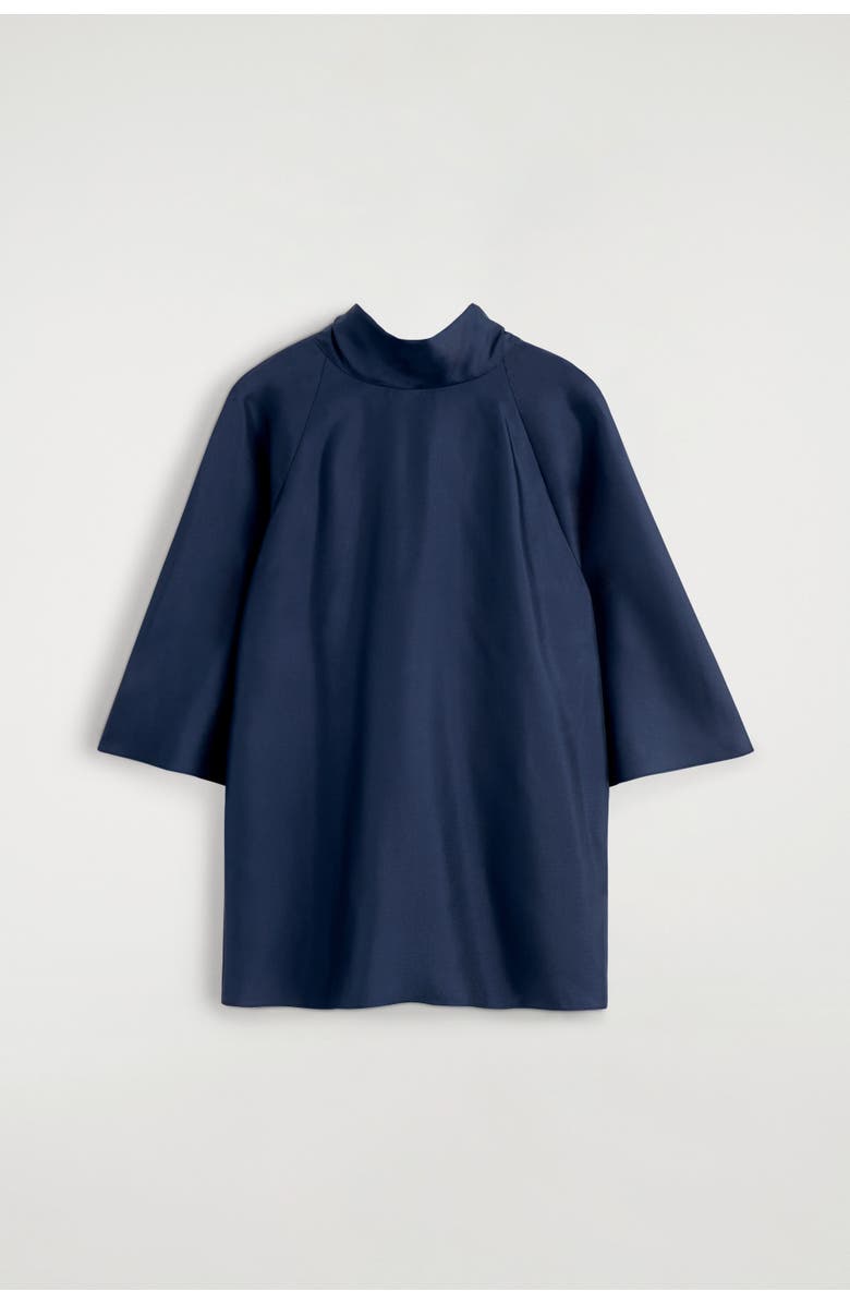COS Draped Tie-detail Silk Top, Alternate, color, Navy