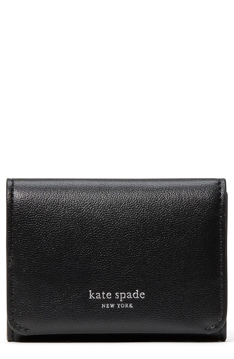 Kate Spade New York halo leather card case, Main, color, Black