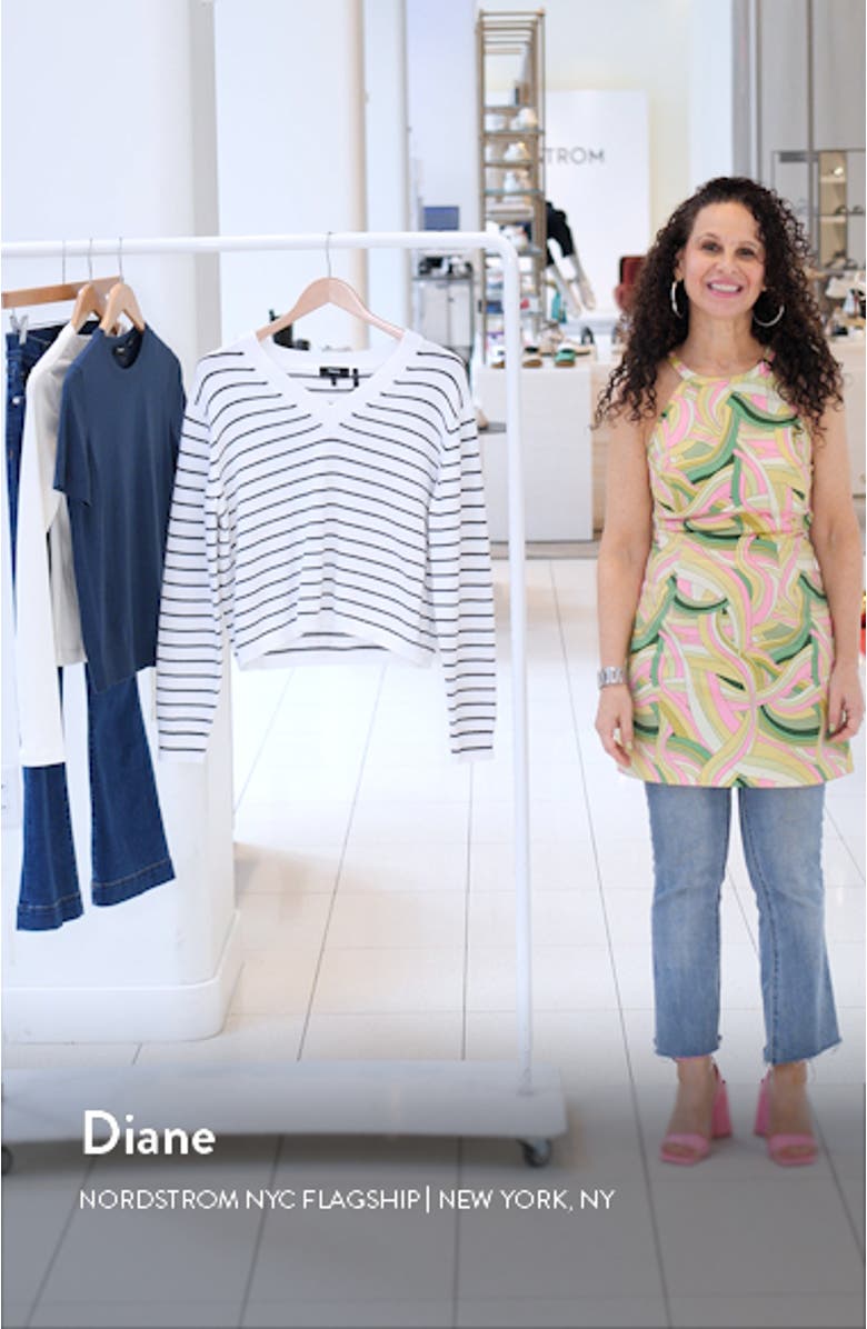 Waverly Stripe Cotton V-Neck Crop Sweater, sales video thumbnail