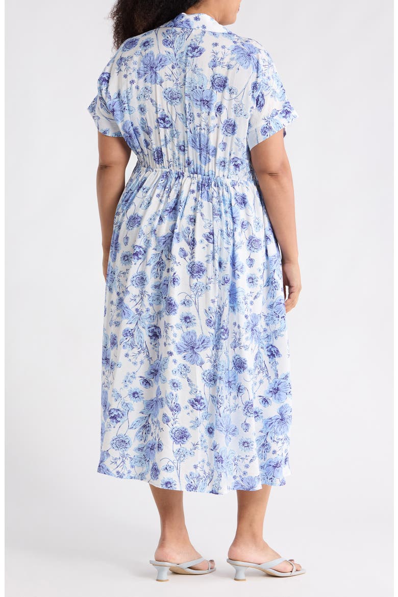 Floral Short Sleeve Midi Dress, Alternate, color, BLUE