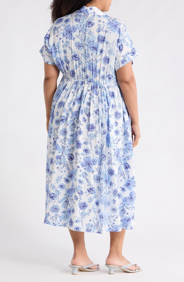 Renee C Floral Short Sleeve Midi Dress, Alternate, color, Blue