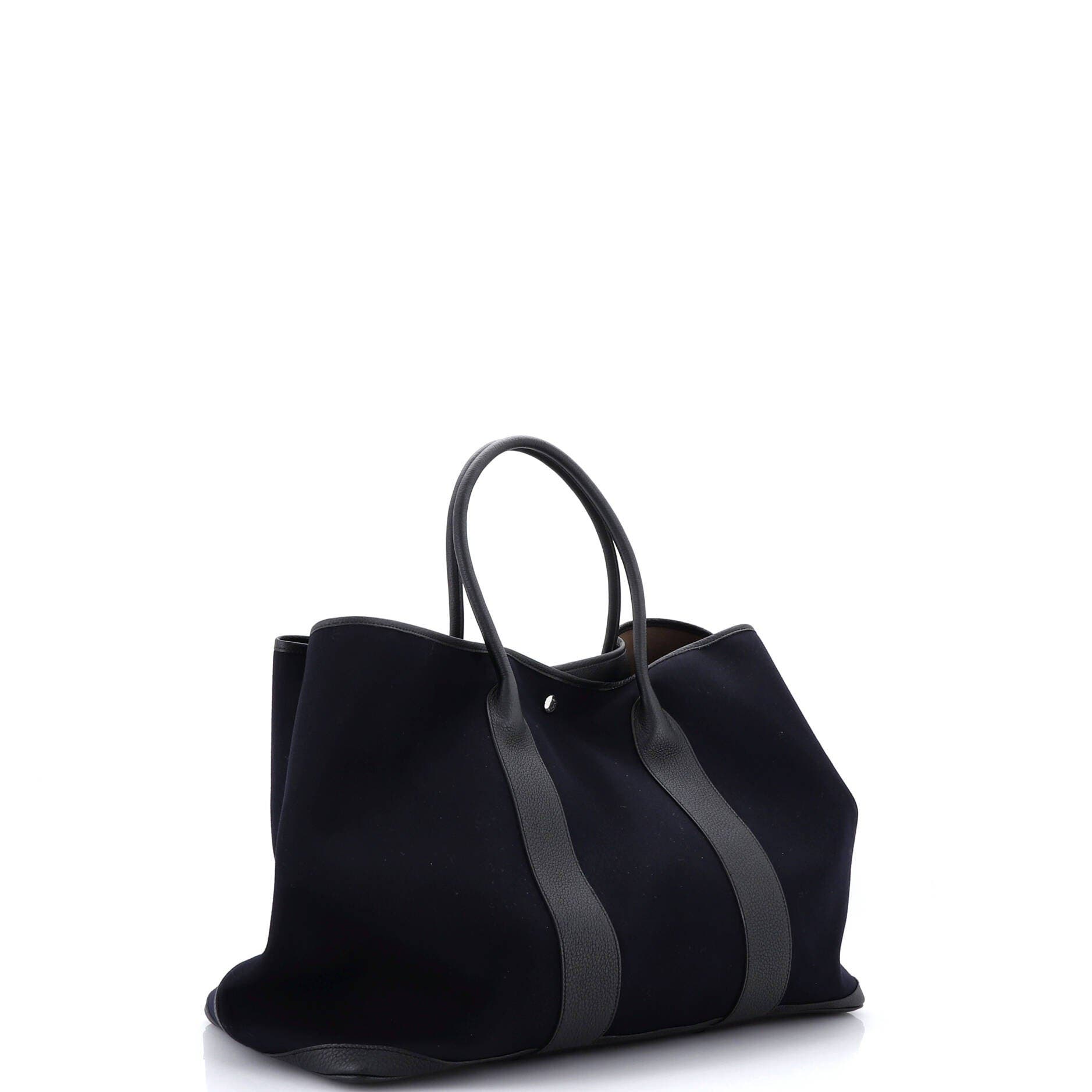 Pre-Owned Hermes Garden Party Tote Toile and Leather 49, Alternate, color, Bleu Indigo