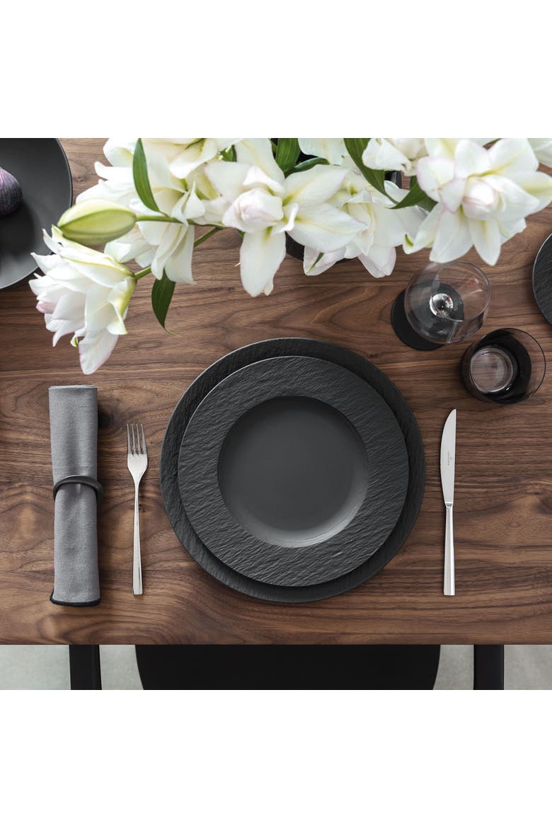 Manufacture Rock Dinner Plate, Alternate, color, black