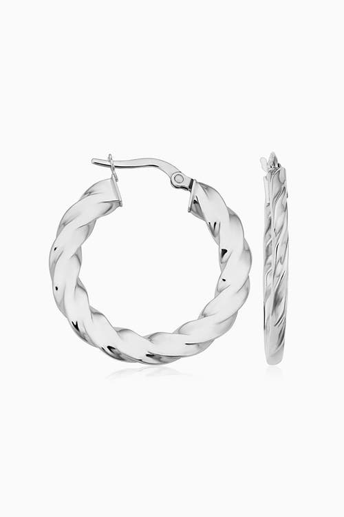 Oradina 14K Gold In Vogue Hoops Earrings in White Gold 