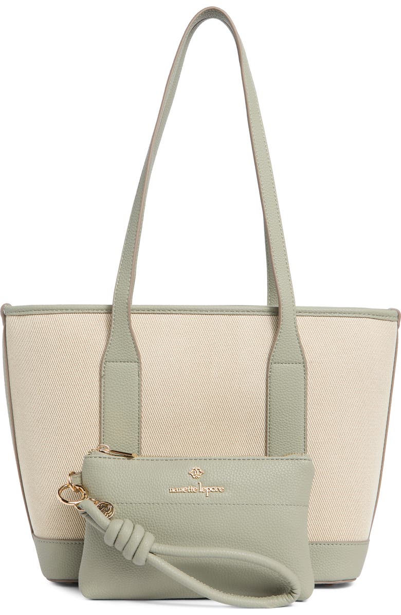Nanette Lepore Sylas Tote Bag with Wristlet Pouch, Alternate, color, Natural - Clary Sage