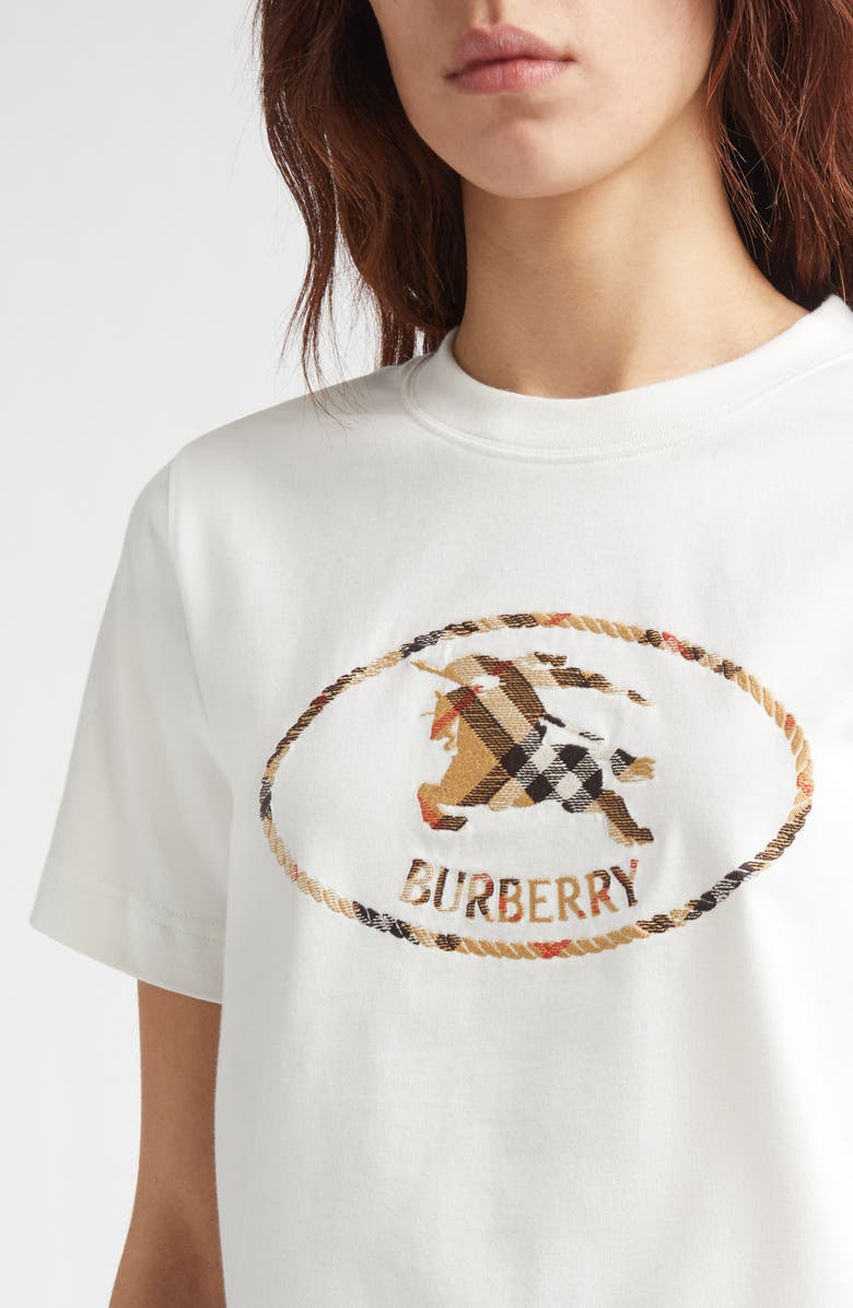 Burberry Frankie Embroidered EKD Stamp Cotton T-Shirt, Alternate, color, Chalk
