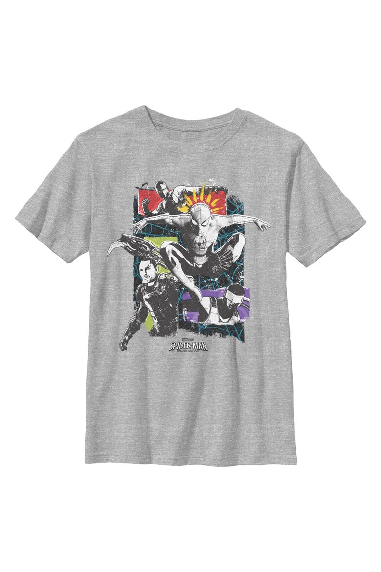 Boy's Spider-Man Brand New Day Action Poses Collage  Graphic T-Shirt, Main, color, Sport Grey