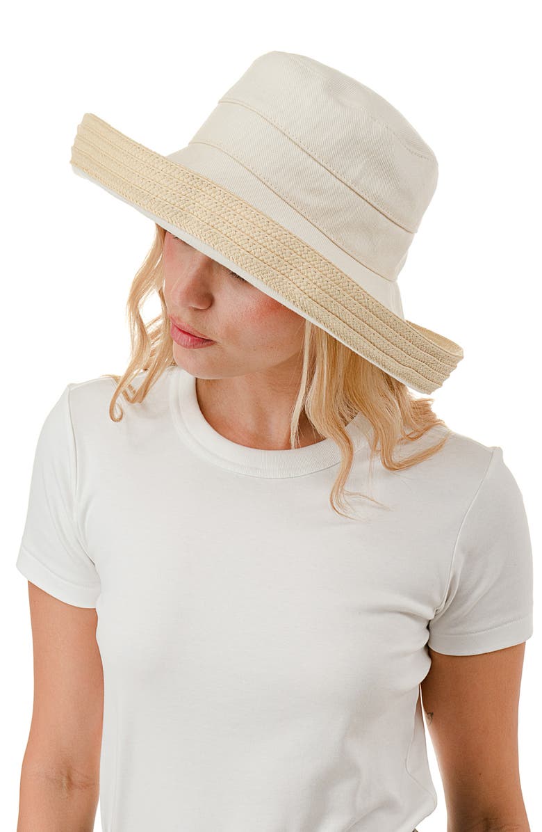 Nicole Miller Woven & Straw Cruiser Hat, Alternate, color, Ivory