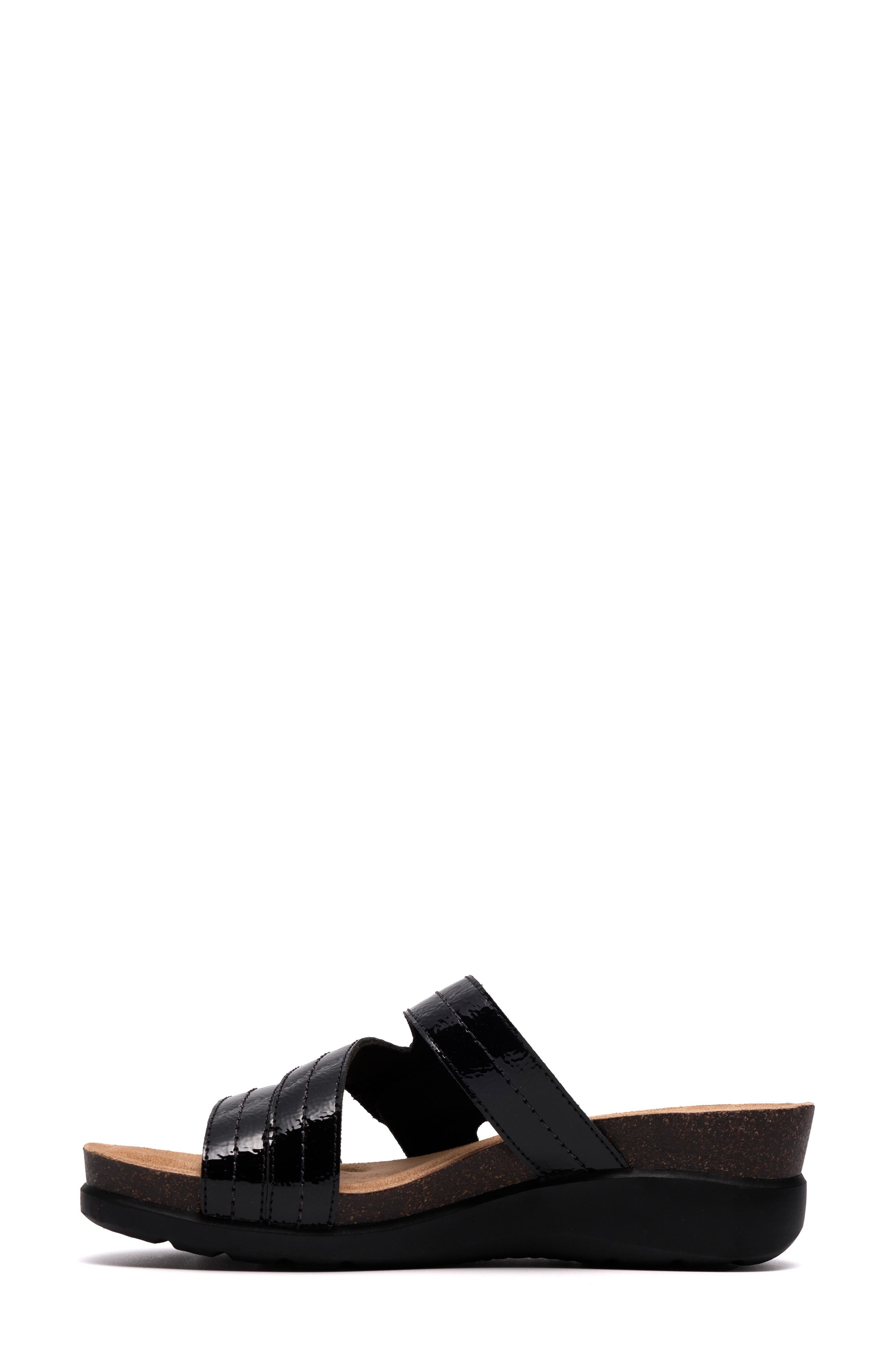 Clarks<sup>®</sup> Calenne Holly Wedge Slide Sandal, Alternate, color, Black Pat