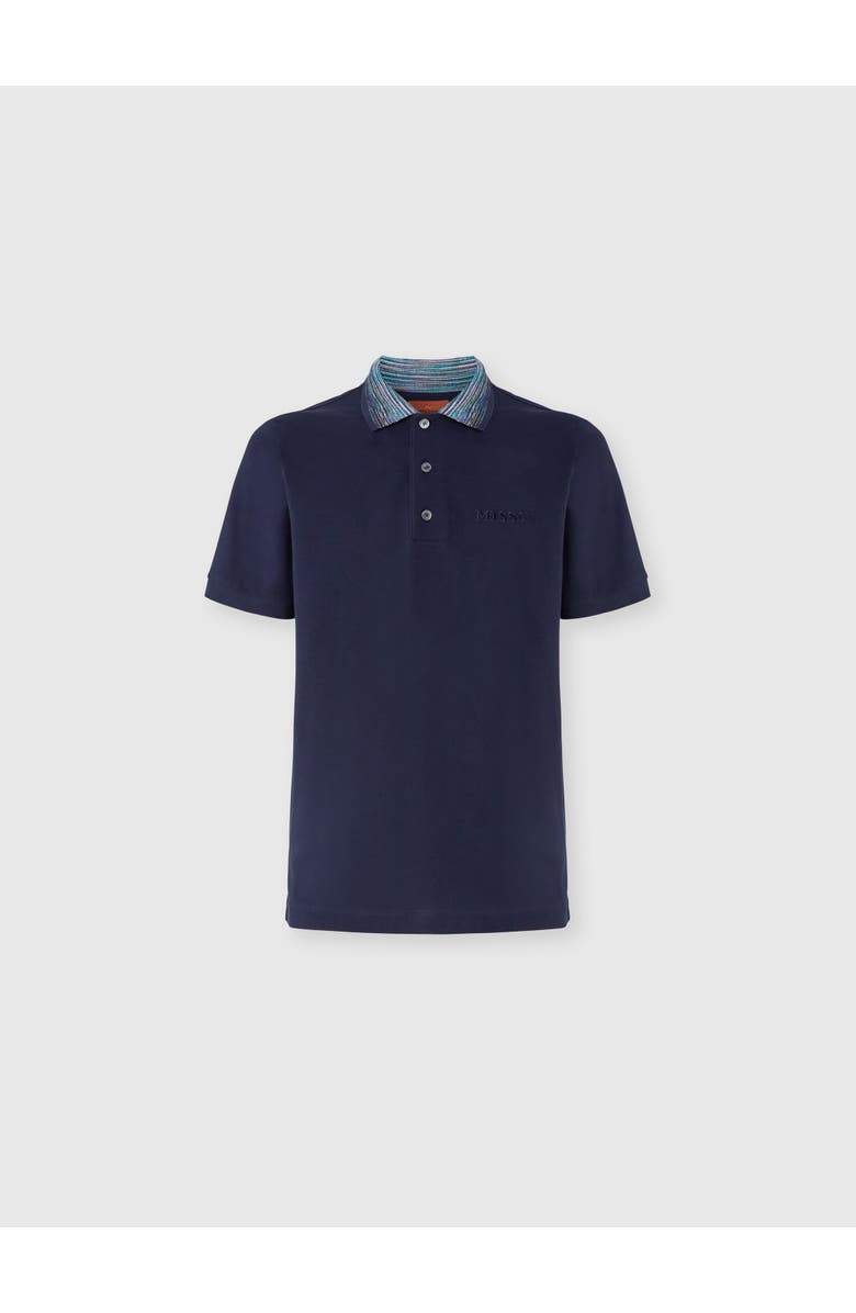 Missoni Cotton Polo Shirt With Slub Collar And Logo Lettering, Main, color, 