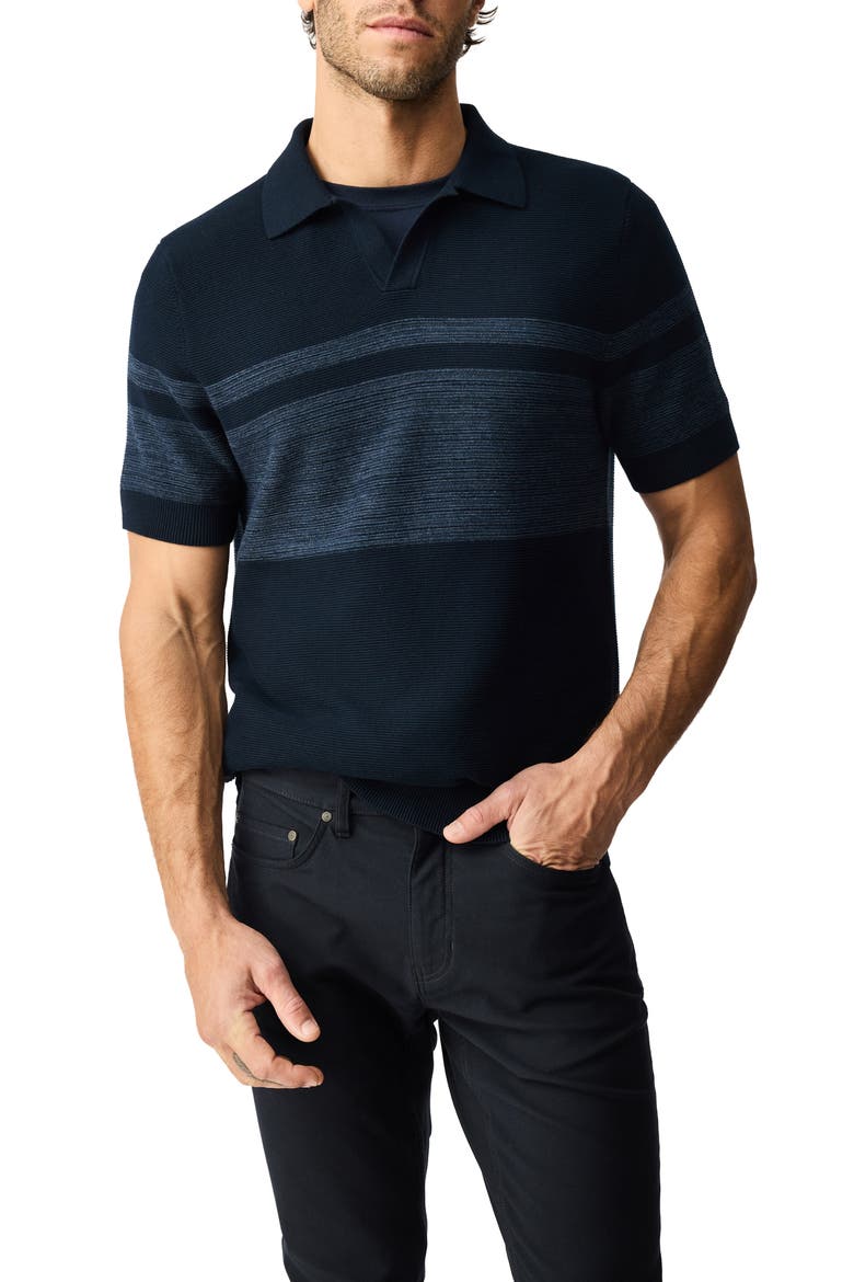 Mount Albert Stripe Short Sleeve Cotton Sweater, Main, color, INDIGO