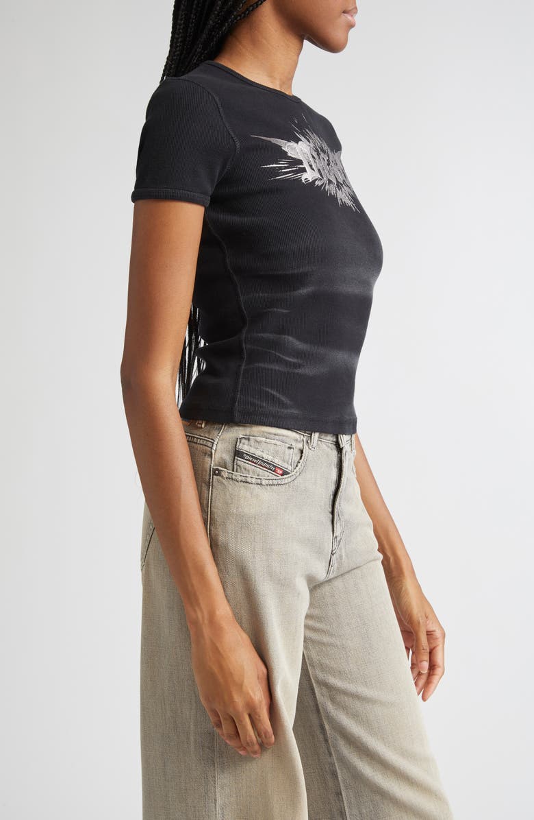 DIESEL<sup>®</sup> T-Ele Rib Metallic Logo Graphic T-Shirt, Alternate, color, Black Denim