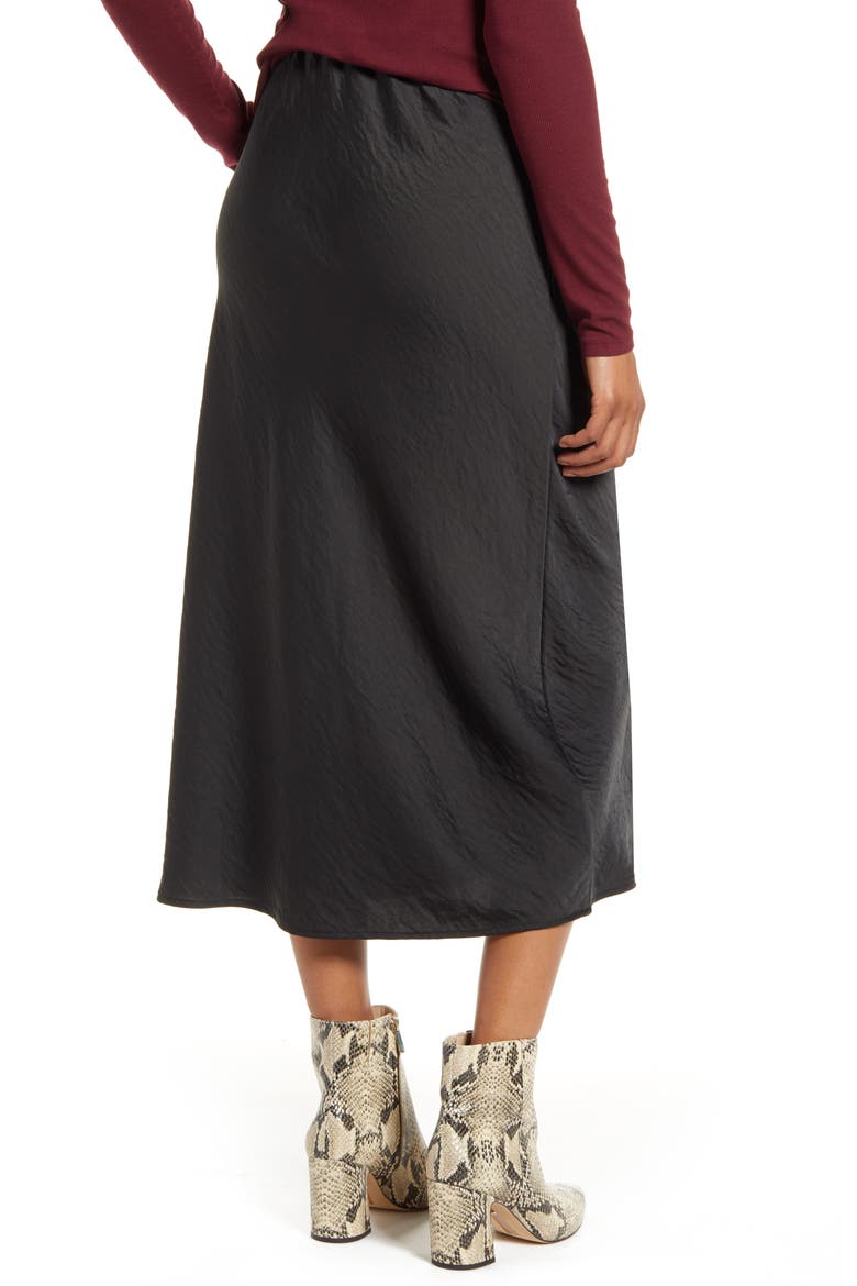 Lyndon Bias Cut Midi Skirt, Alternate, color, BLACK