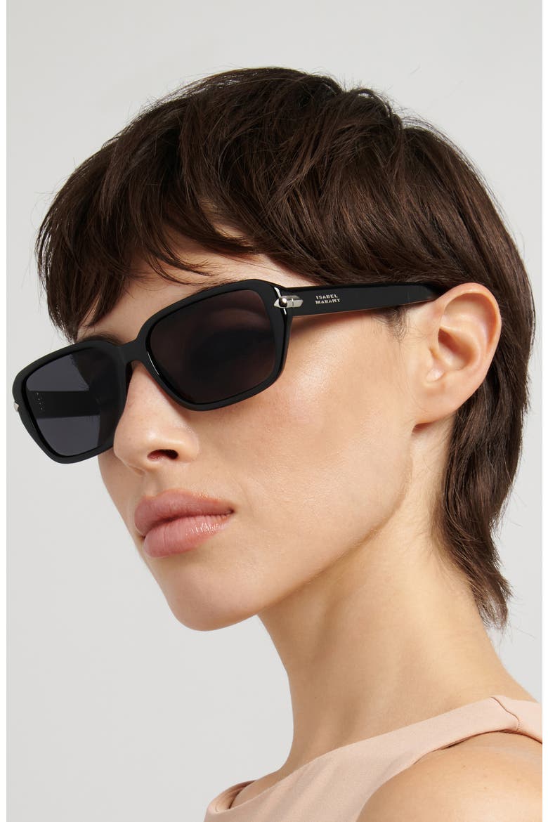 58mm Rectangular Sunglasses, Alternate, color, BLACK/ GREY
