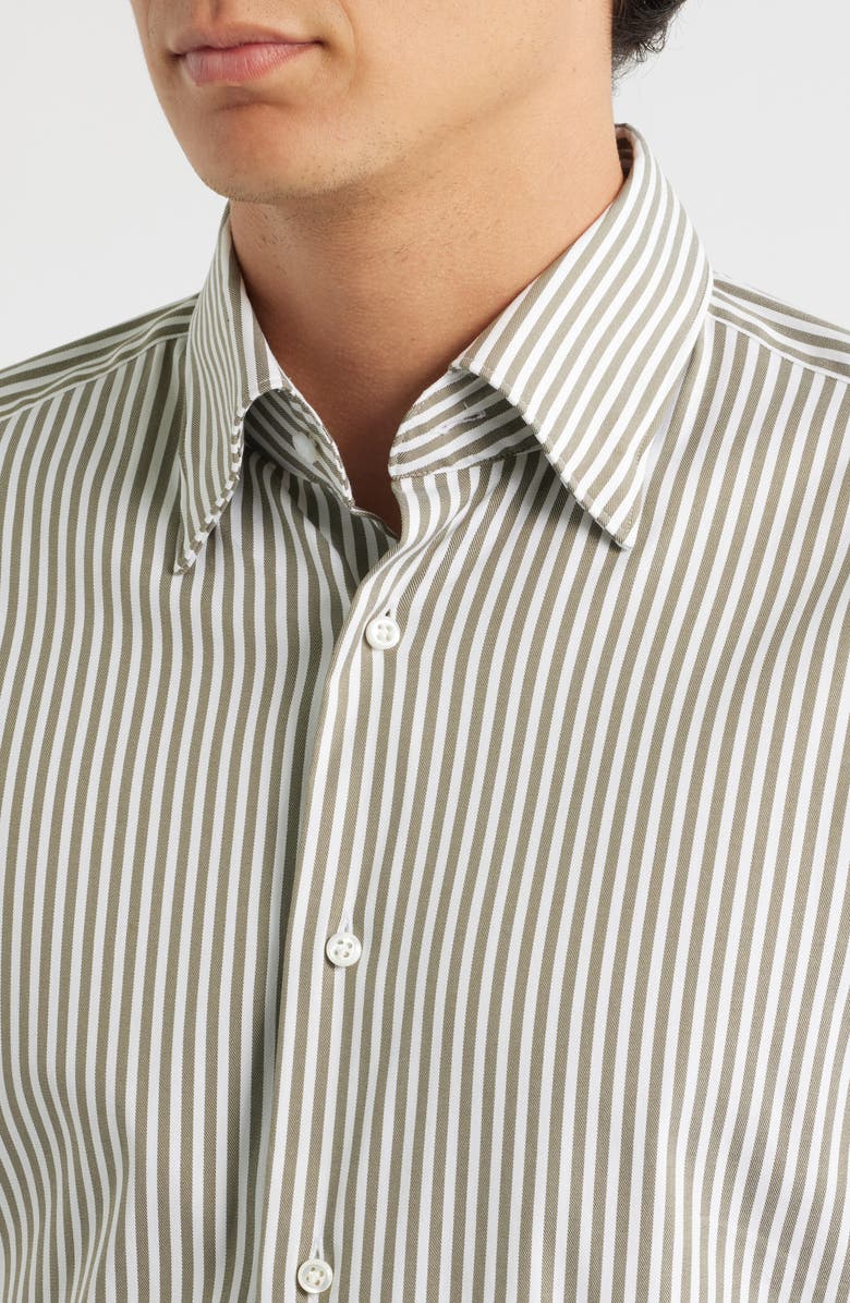 BOSS Hays Slim Fit Stripe Stretch Cotton Dress Shirt, Alternate, color, Open Green