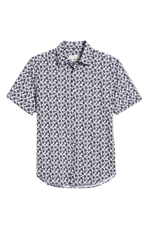 Bugatchi Miles Ooohcotton® Palm Tree Print Short Sleeve Button-up Shirt In Navy
