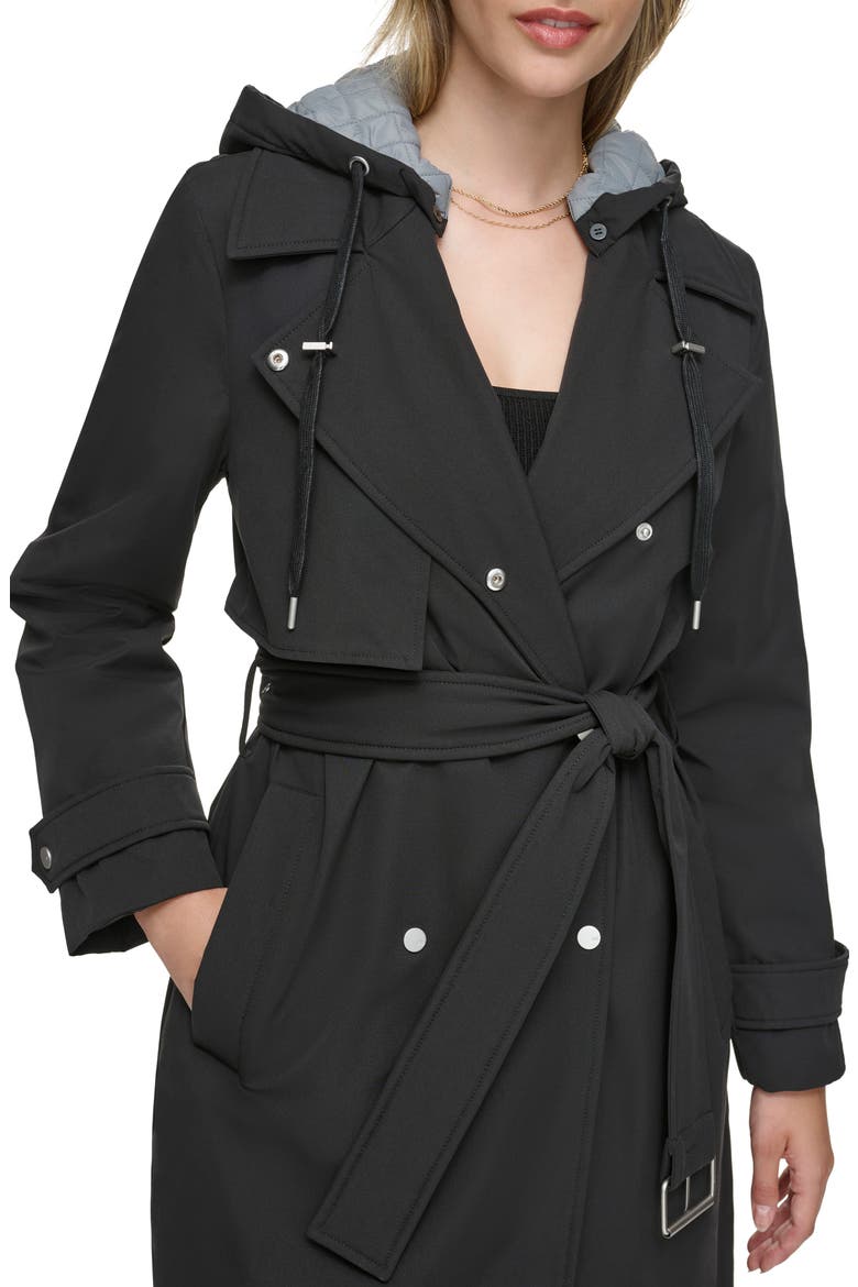 Water Resistant Belted Trench Coat, Alternate, color, BLACK