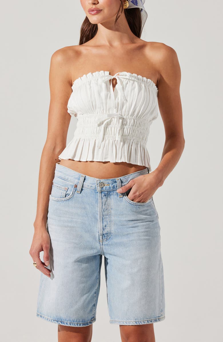 ASTR the Label Biffy Strapless Tiered Top, Alternate, color, White