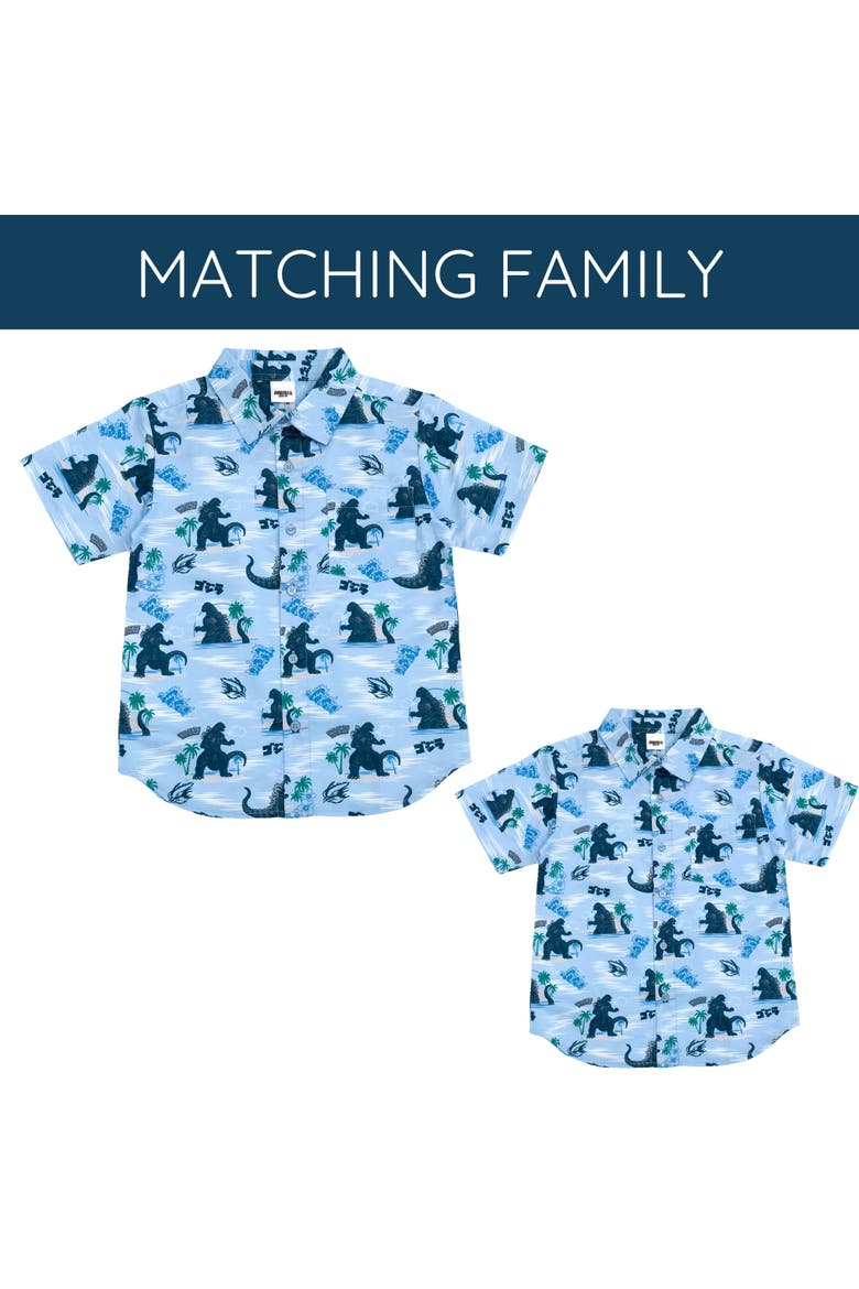 Hawaiian Button-Down Shirt, Alternate, color, Light Blue Palms