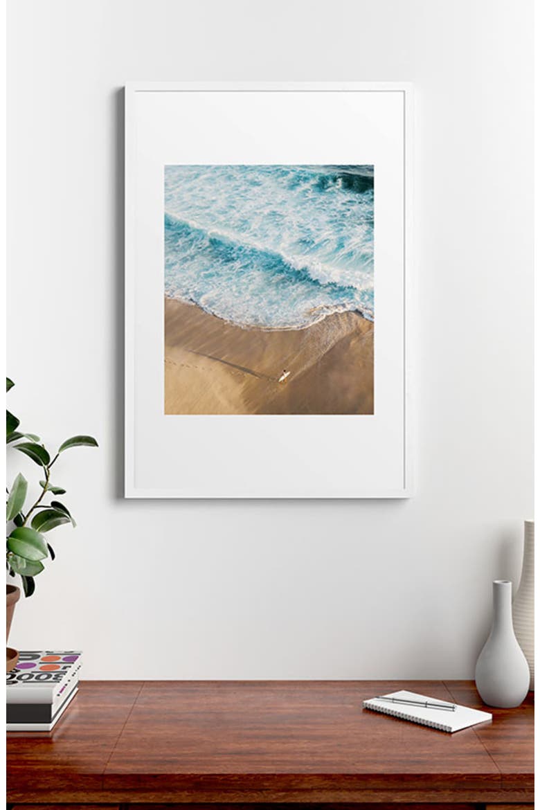 The Surfer & The Ocean Framed Wall Art, Alternate, color, BLUE