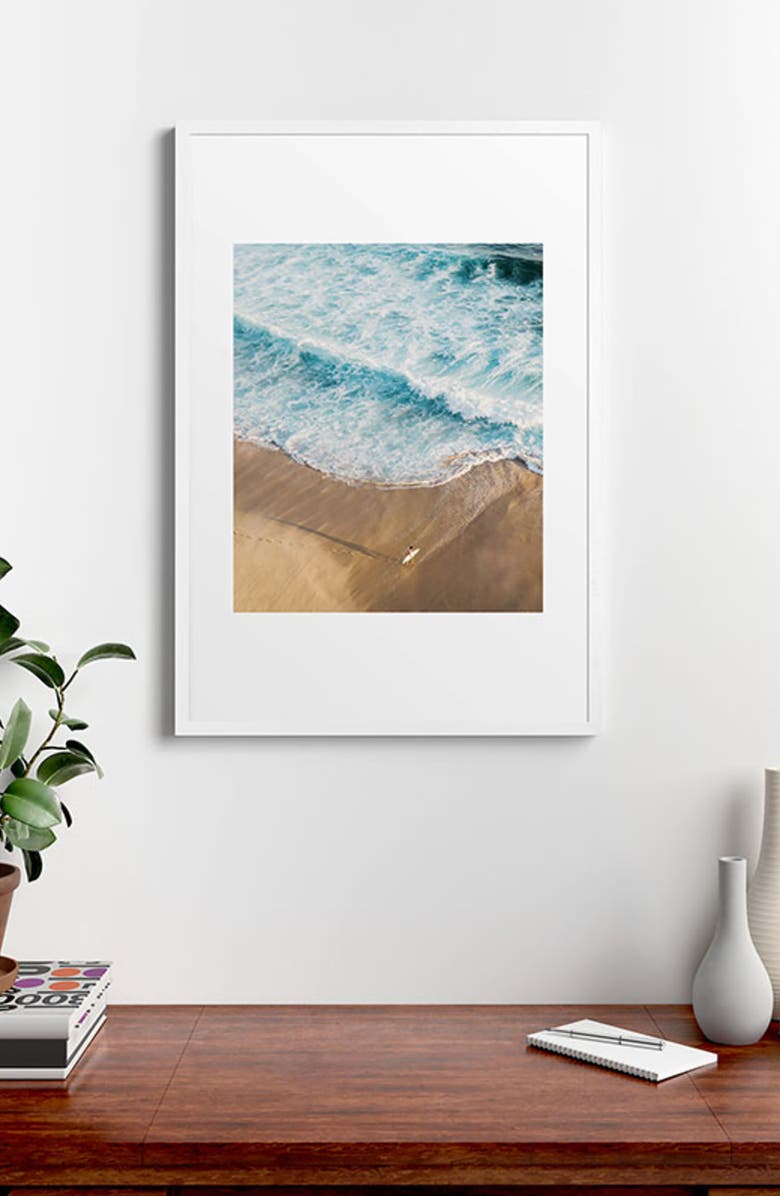 Deny Designs The Surfer & The Ocean Framed Wall Art, Alternate, color, Blue