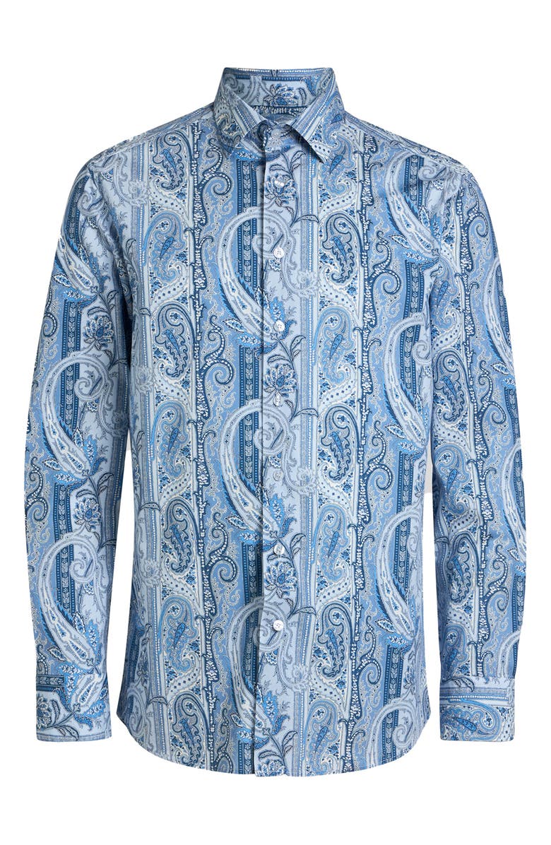 Etro Roma Stretch Cotton Dress Shirt, Main, color, Printed Azure Base
