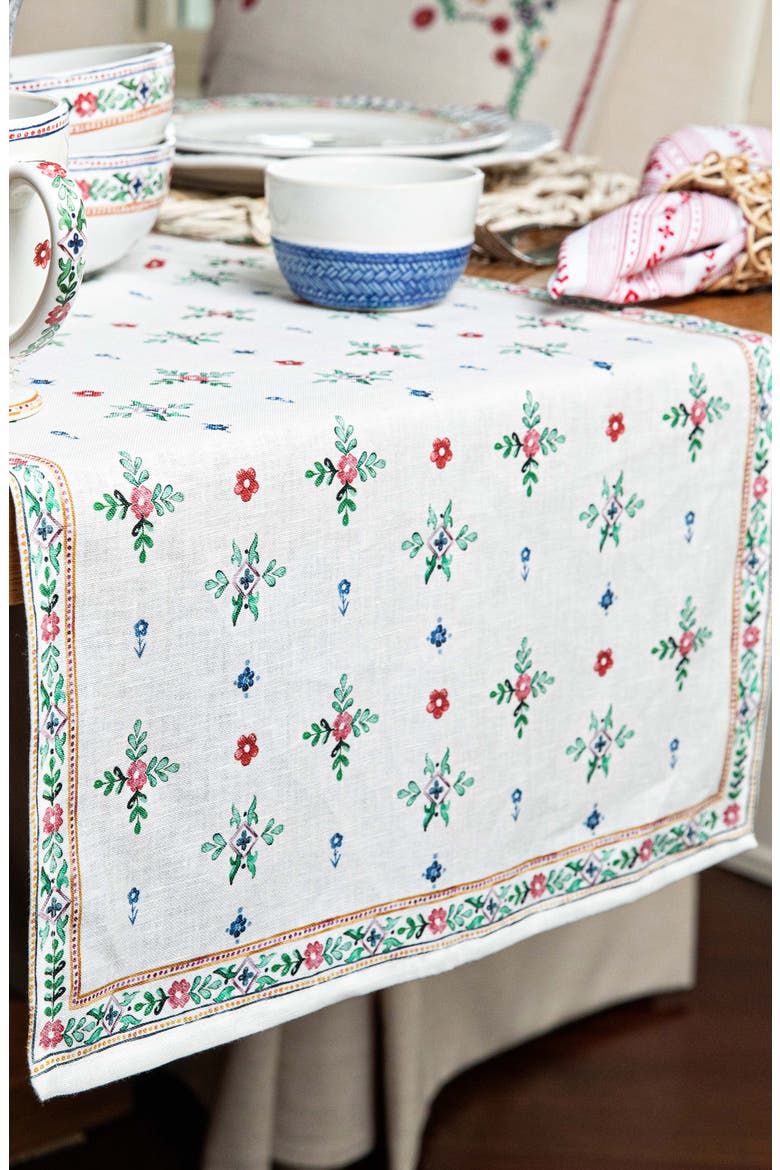 Heidi Linen Table Runner, Alternate, color, WHITE MULTI