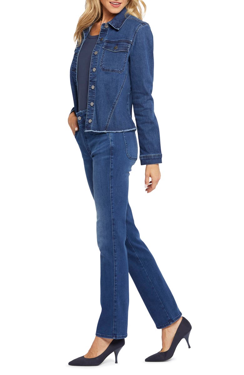 NYDJ Frayed Denim Jacket, Alternate, color, Rendezvous