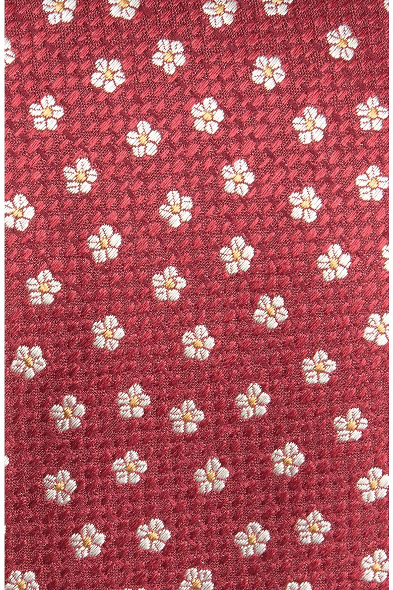 Floral Jacquard Silk Tie, Alternate, color, MERLOT