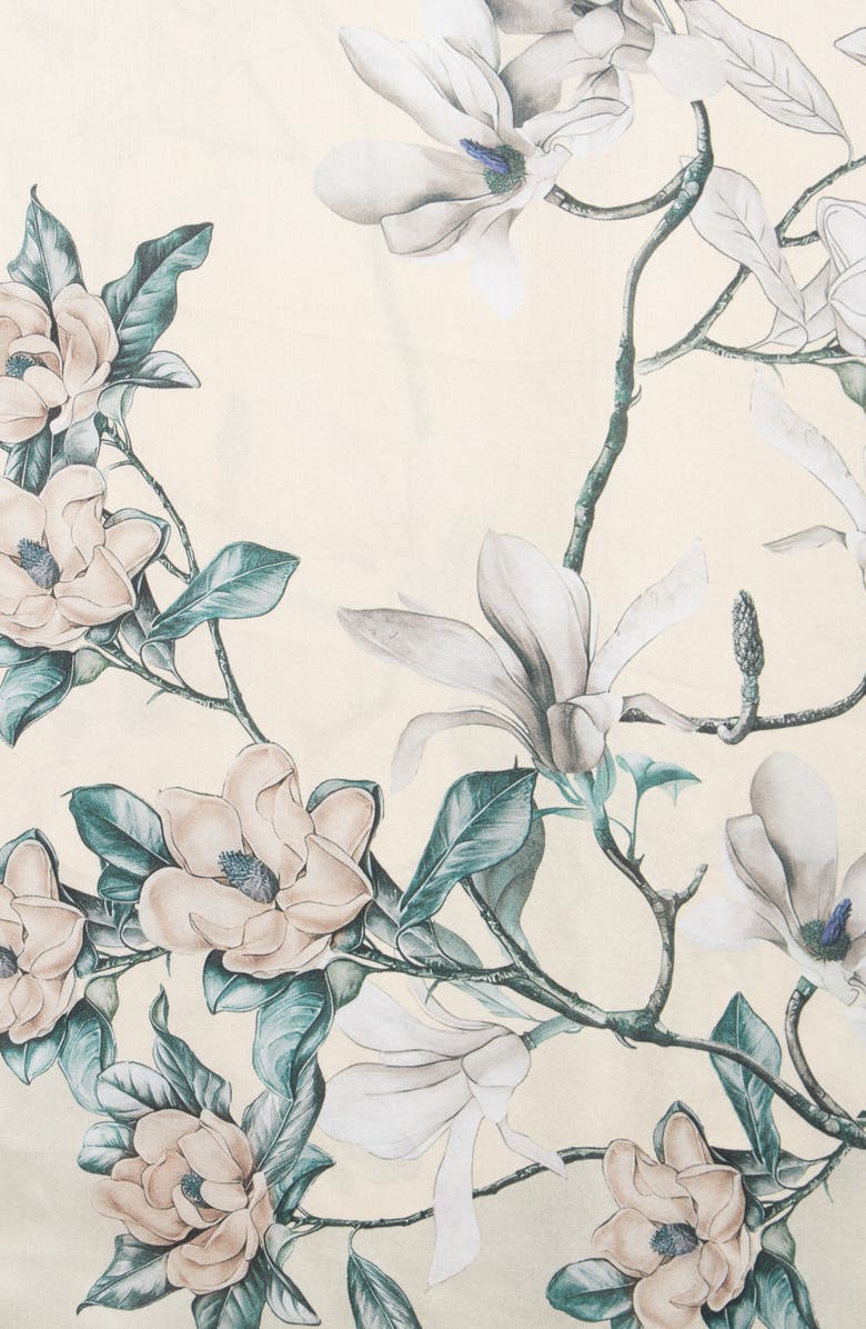 La Fiorentina Floral Print Silk Scarf, Alternate, color, Beige