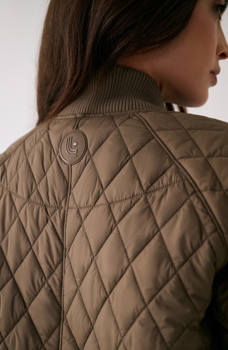 Lole Quilted Water Repellent Nylon Bomber Jacket, Alternate, color, Mocha