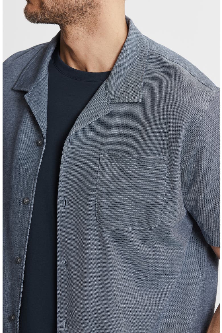 Short Sleeve Knit Oxford Button-Up Shirt, Alternate, color, NAVY