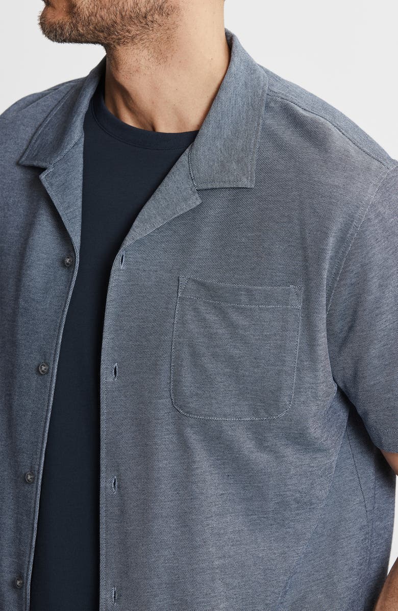 JACHS Short Sleeve Knit Oxford Button-Up Shirt, Alternate, color, Navy