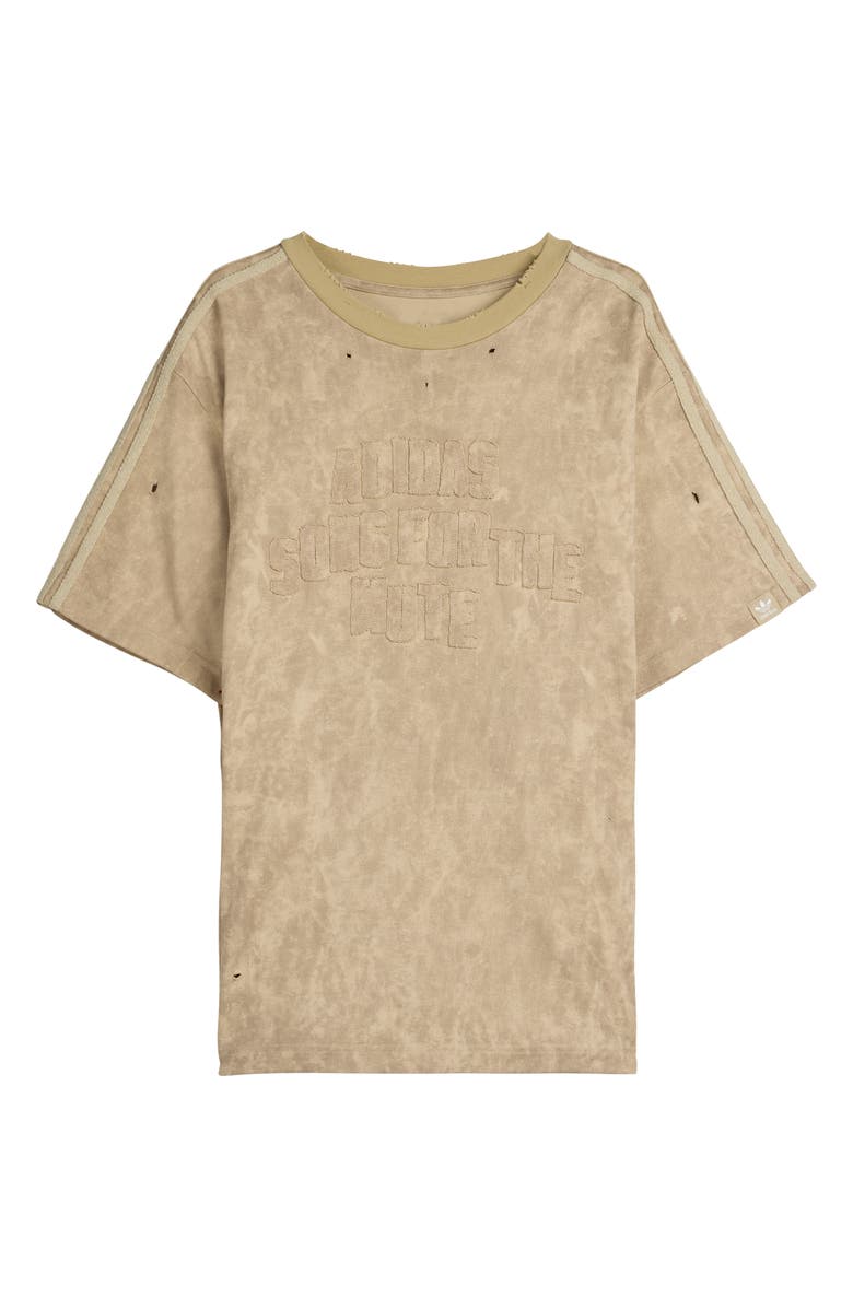 Adidas x Song For the Mute Gender Inclusive ADI006 Distressed Embroidered Logo T-Shirt, Main, color, Clay/ Savannah