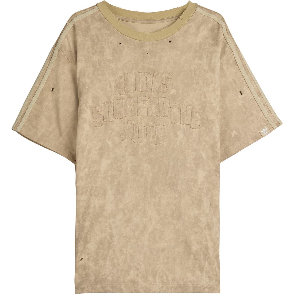 Adidas X Song For The Mute Gender Inclusive Adi006 Distressed Embroidered Logo T-shirt In Brown
