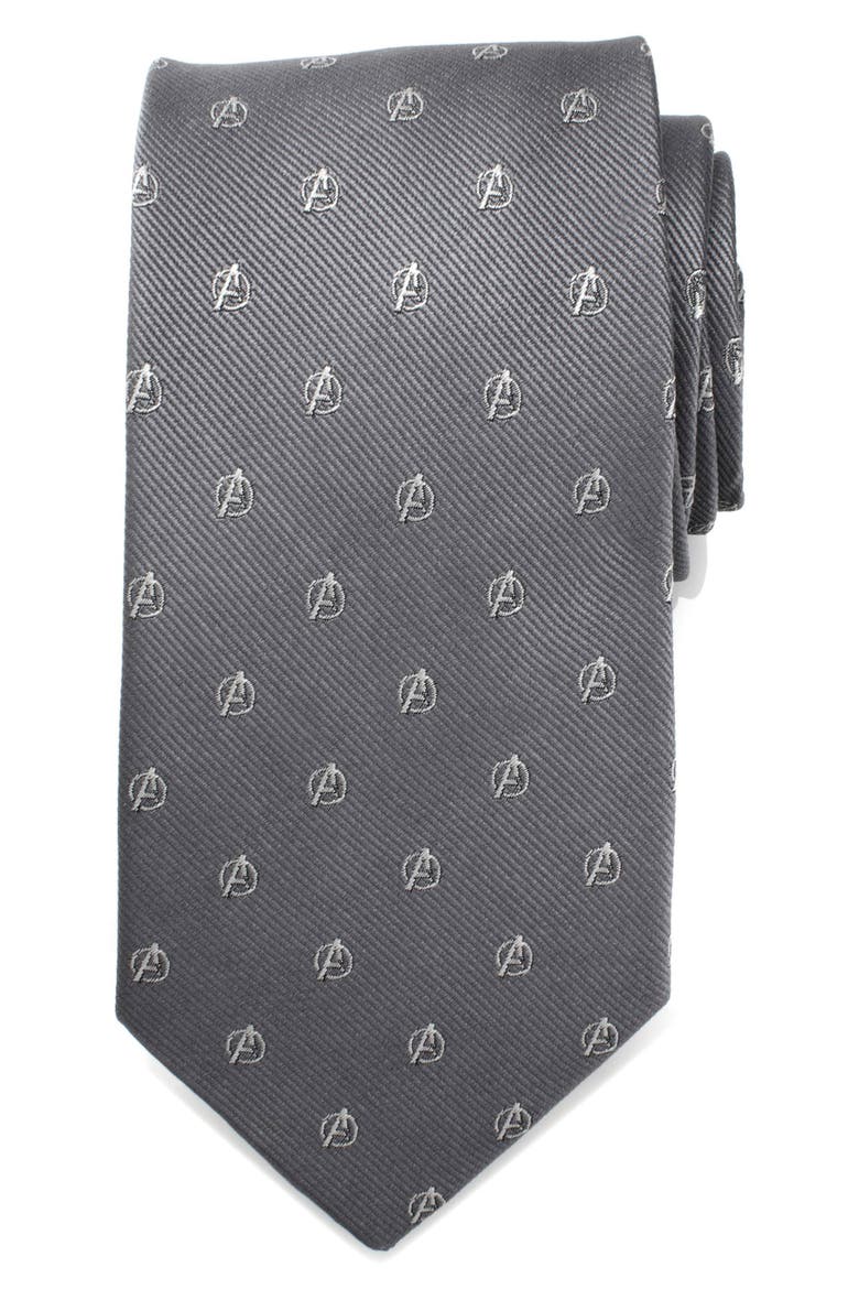 Avengers Silk Tie, Main, color, GREY
