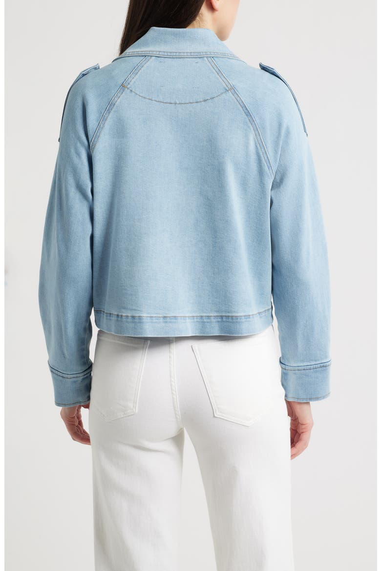 Double Breasted Denim Crop Trench Jacket, Alternate, color, VINTAGE WASH