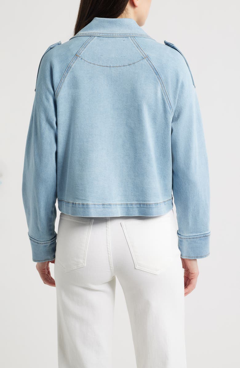 CITY BLUES Double Breasted Denim Crop Trench Jacket, Alternate, color, Vintage Wash