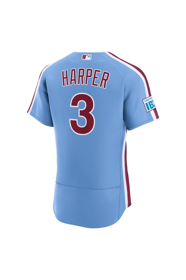 Men's Nike Bryce Harper Light Blue Philadelphia Phillies Alternate Authentic Sponsor Patch Jersey, Alternate, color, Light Blue