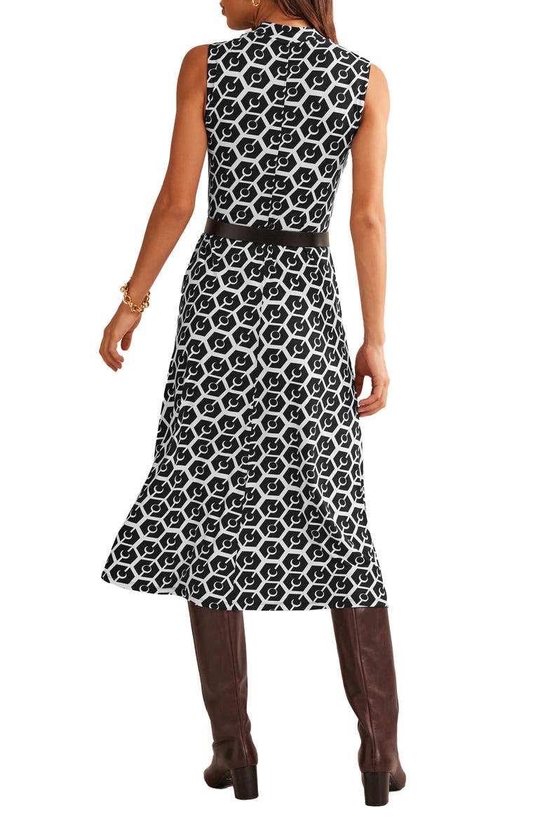Tie Waist Sleeveless Jersey Midi Dress, Alternate, color, BLACK REVERIE