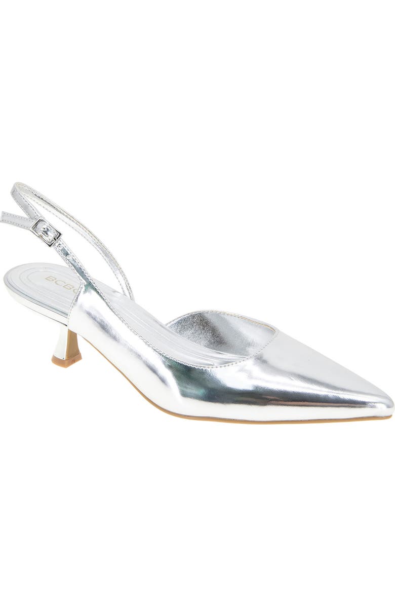 BCBGeneration Kittie Slingback Kitten Heel Pump, Main, color, Silver