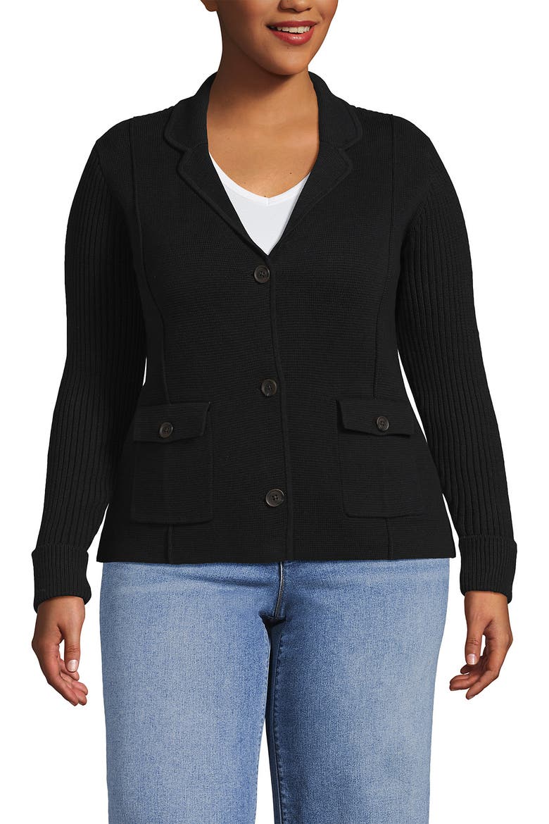 Drifter Ribbed Collared Blazer Sweater, Alternate, color, Black